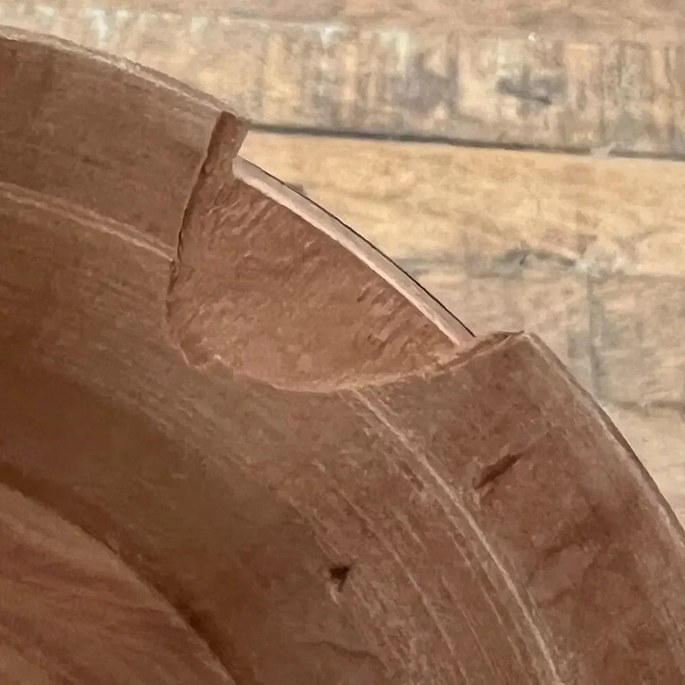 Vintage Hand Carved & Turned Solid Wood Container Trinket Box Lid 4